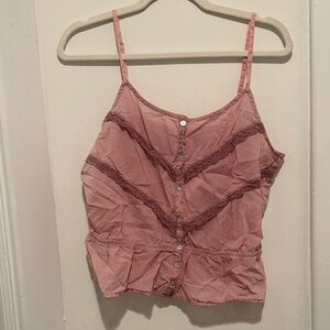 AMO Blush Pink Camisole with Lace Accents